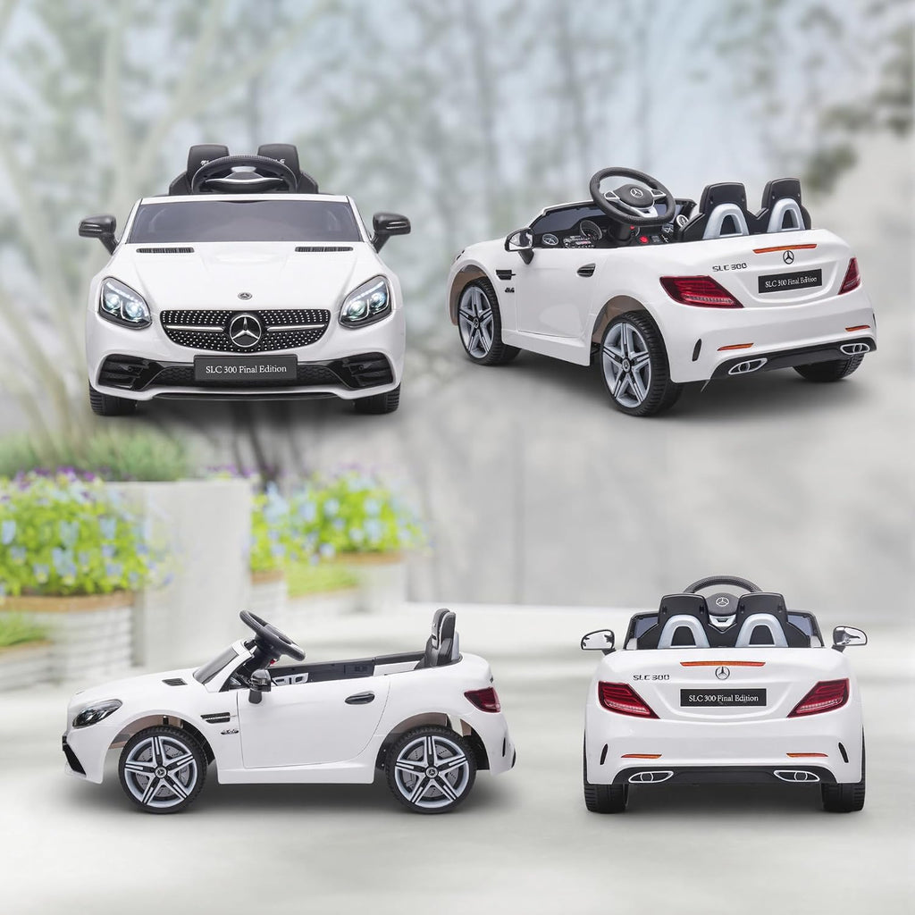 Aosom Mercedes SLC 300 Licensed 12V Ride On Car for Kids with Remote Control, 2 Speeds, Battery Powered Kids Electric Car with Music, Lights, Suspension for 3-6 Years Old, White