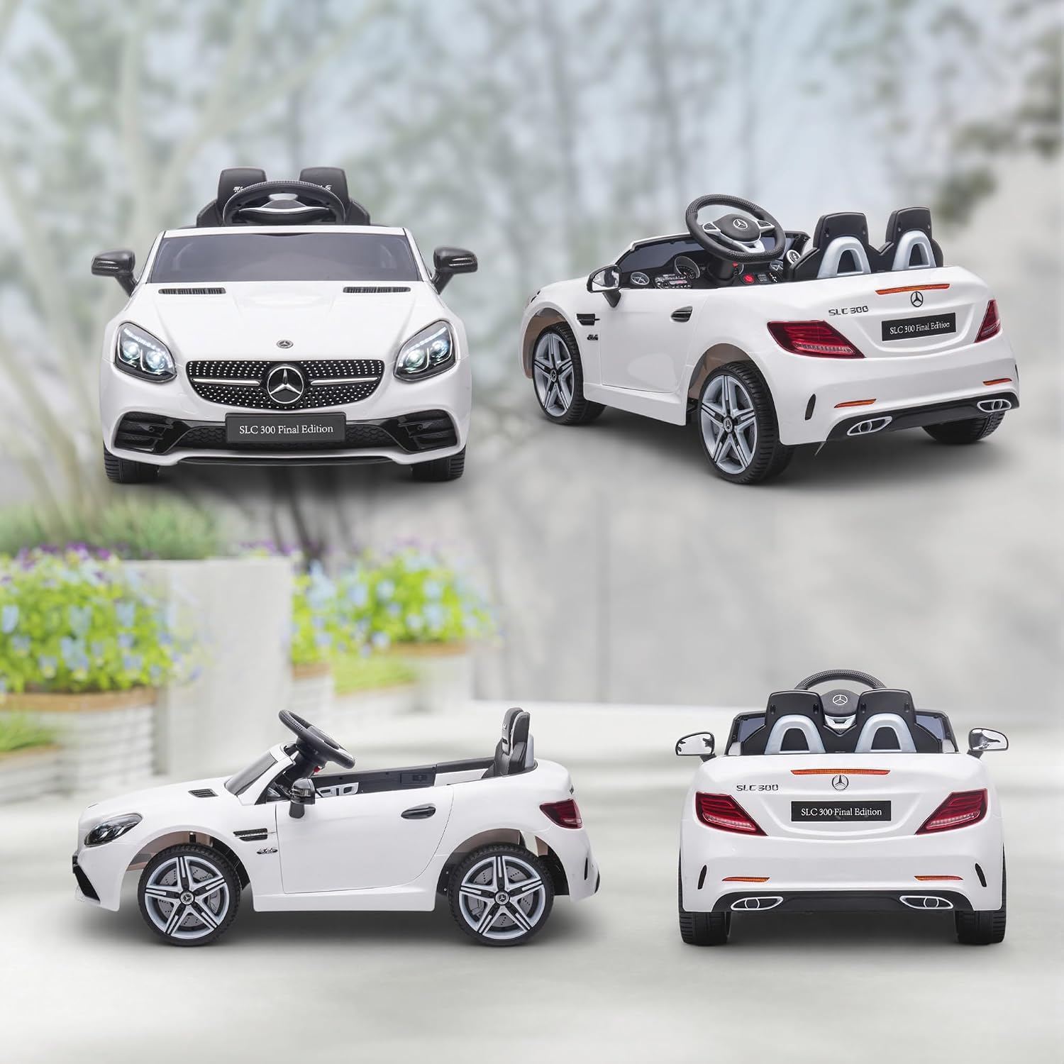 Aosom Mercedes SLC 300 Licensed 12V Ride On Car for Kids with Remote Control, 2 Speeds, Battery Powered Kids Electric Car with Music, Lights, Suspension for 3-6 Years Old, White