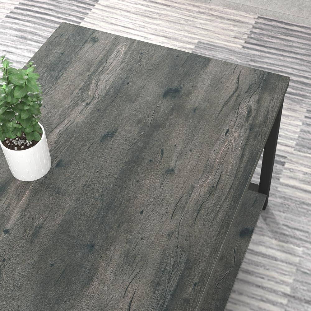 EXCEFUR Coffee Table, Rustic Wood and Metal Center Table for Living Room, 39.3 Inch Grey