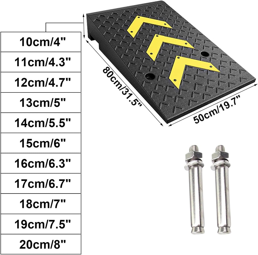 Portable Curb Ramps Rubber Kerb Ramps Heavy Duty Threshold Ramp Portable Door Step Ramps for Wheelchair Mobility Scooters Motorcycle Sidewalk 1 Pack(10cm/4' Rise Height)