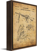 Personal-Prints Firearm Patent Art | Vintage Wall Art, Office, Bedroom Decor | 2nd Amendment & Choice of Unique Gun Art Gifts | USA Made (AR-15, Parchment, 20'x24' Float Framed Canvas)