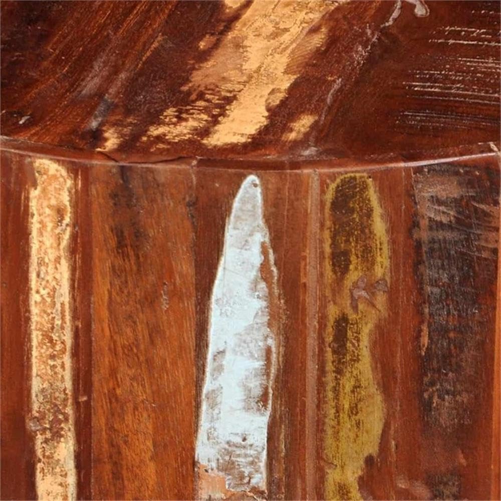 BOWERY HILL 27.6' Round Coffee Table, Solid Reclaimed Wood, Multicolor Finish, Handcrafted Rustic Design, Compact Living Room Accent Table, Durable Polished Surface for Drinks and Decor