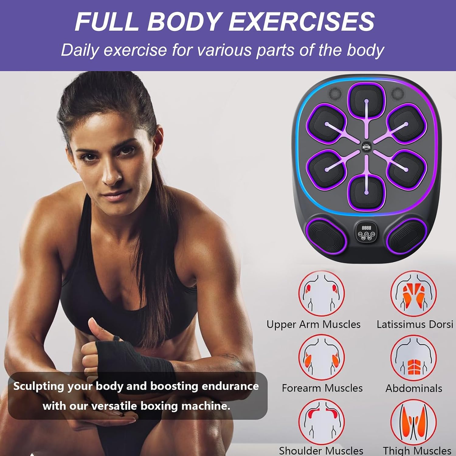 Smart Music Boxing Training Machine, Home Wall Mounted Workout Equipment, Lights Dummy Punching Bag Boxing Machine