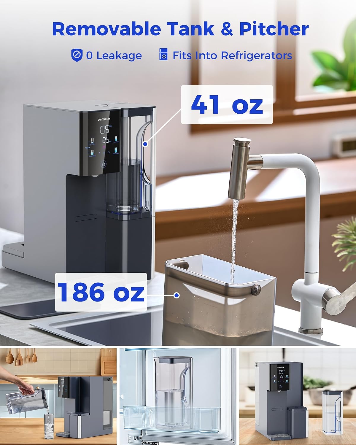 7-Stage Countertop Reverse Osmosis Water Filter System, 528 Gallons RO Water Filtration with Portable Pitcher, NSF/ANSI 372,53,42,58, Reduce TDS PFAS, 5 Volumes, 3:1 Pure to Drain CT910