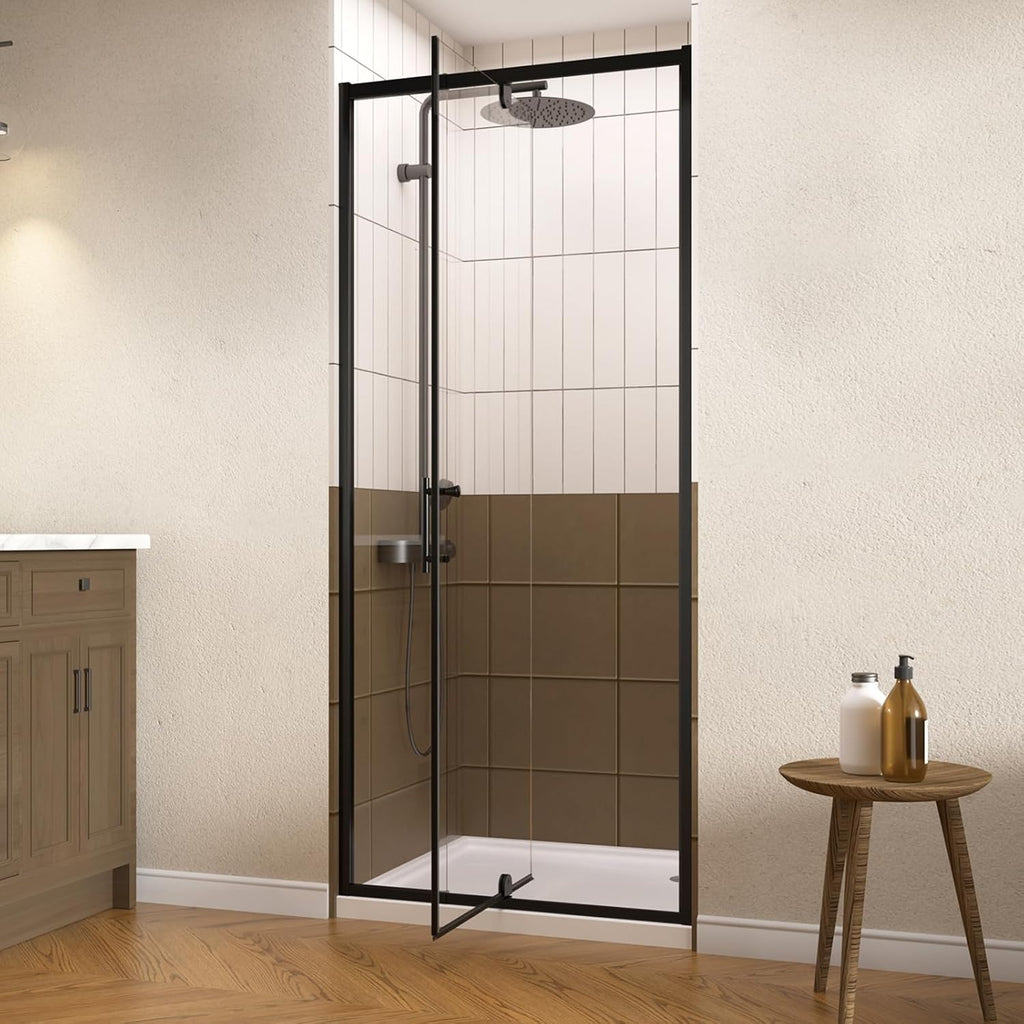 28-32' W x 72' H Pivot Glass Shower Door,Pivot Shower Door with 1/4'(6mm) Clear Glass,Mate Black