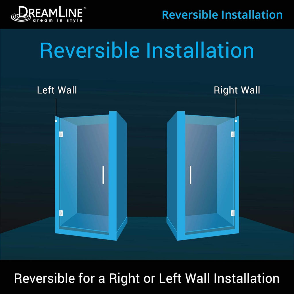 DreamLine Unidoor 26 in. W x 72 in. H Frameless Hinged Shower Door in Satin Black, SHDR-20267210F-09