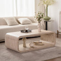47.24' Rectangle Coffee Table for Living Room Curved Burl Wood Coffee Table Farmhouse Rustic Vintage Wooden Center Table for Apartment Natural Wood