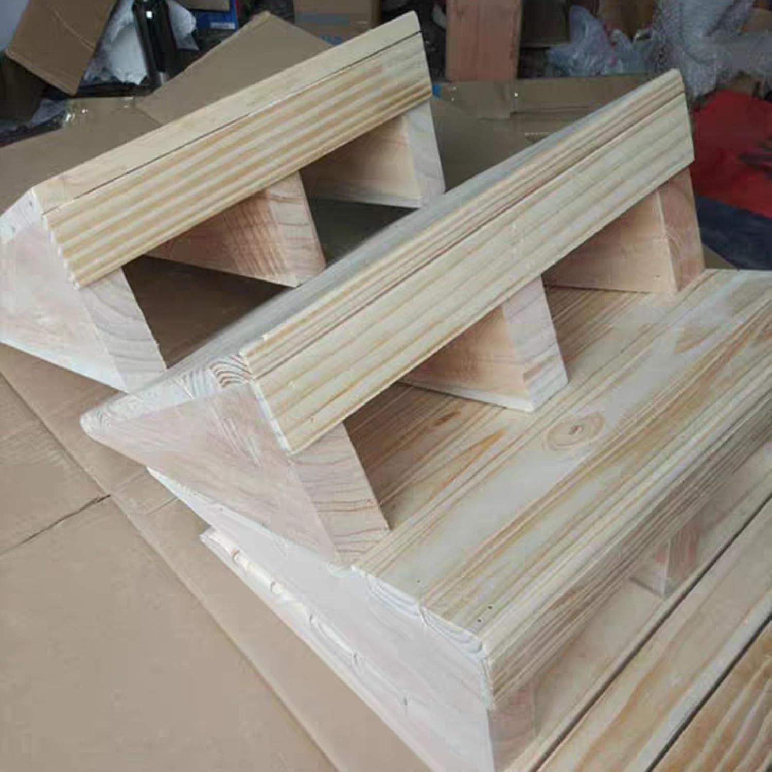 2-6 Inch Rise Wooden Threshold Ramps Entry Ramps Curb Ramp Wheel Chair Walkers Ramp, Portable Non-Slip Transition Ramp for Home Steps/Front Door/Yard/Doorways ( Size : 15.3x13.8x5.5in/38.8x35x14cm )