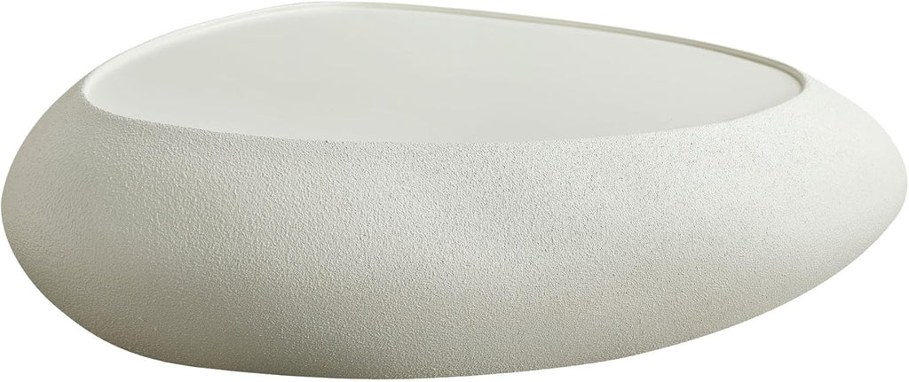 Faux Rock Coffee Table with Lightly Rought Rock Design,Irregular Drum Coffee Table Fiberglass Accent Stone-Like Central Table for Living Room,No Assembly