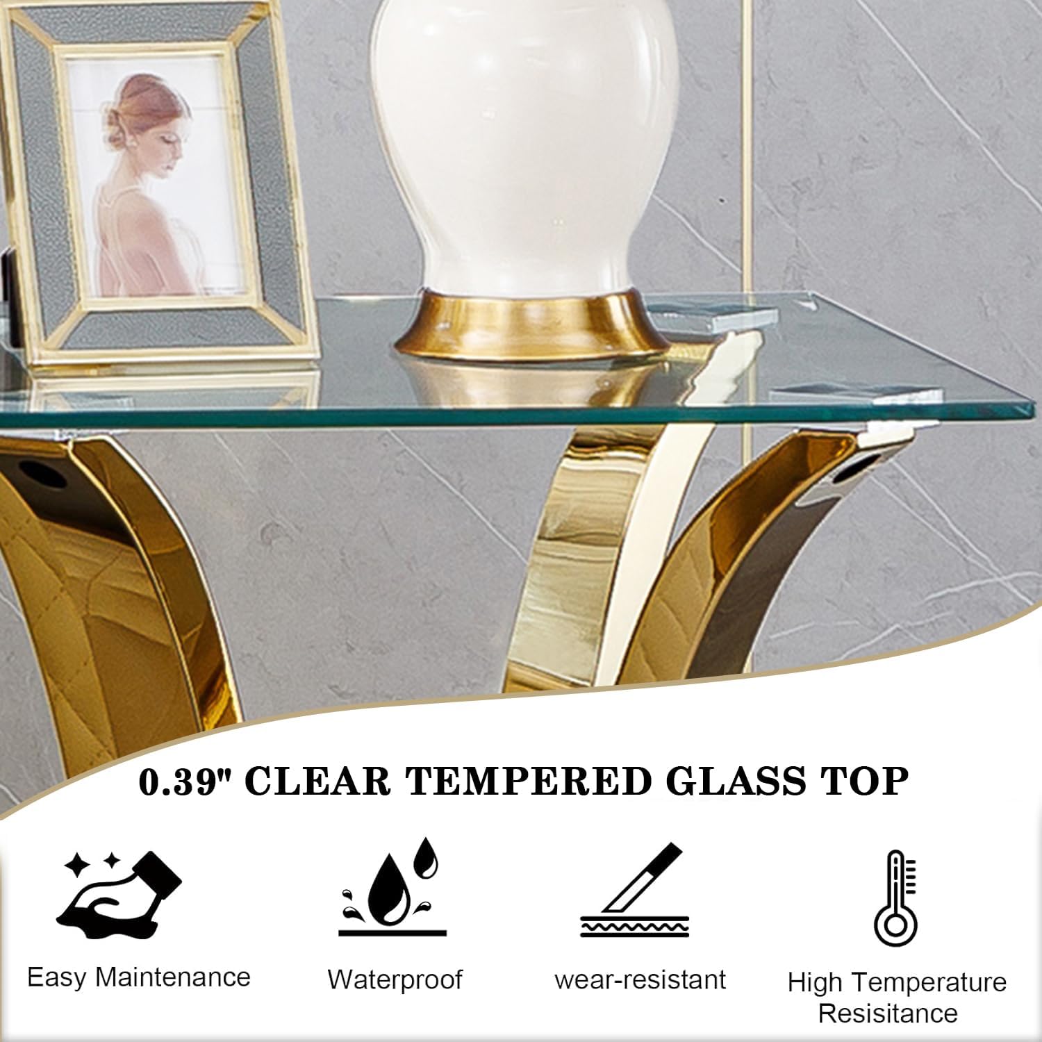 Modern Glass End Table Small Side Table with Gold Gorgeous Stainless Steel Base Square Glass Nightstand End Table Small Bedside Table Couch Sofa Table for Living Room Bedroom