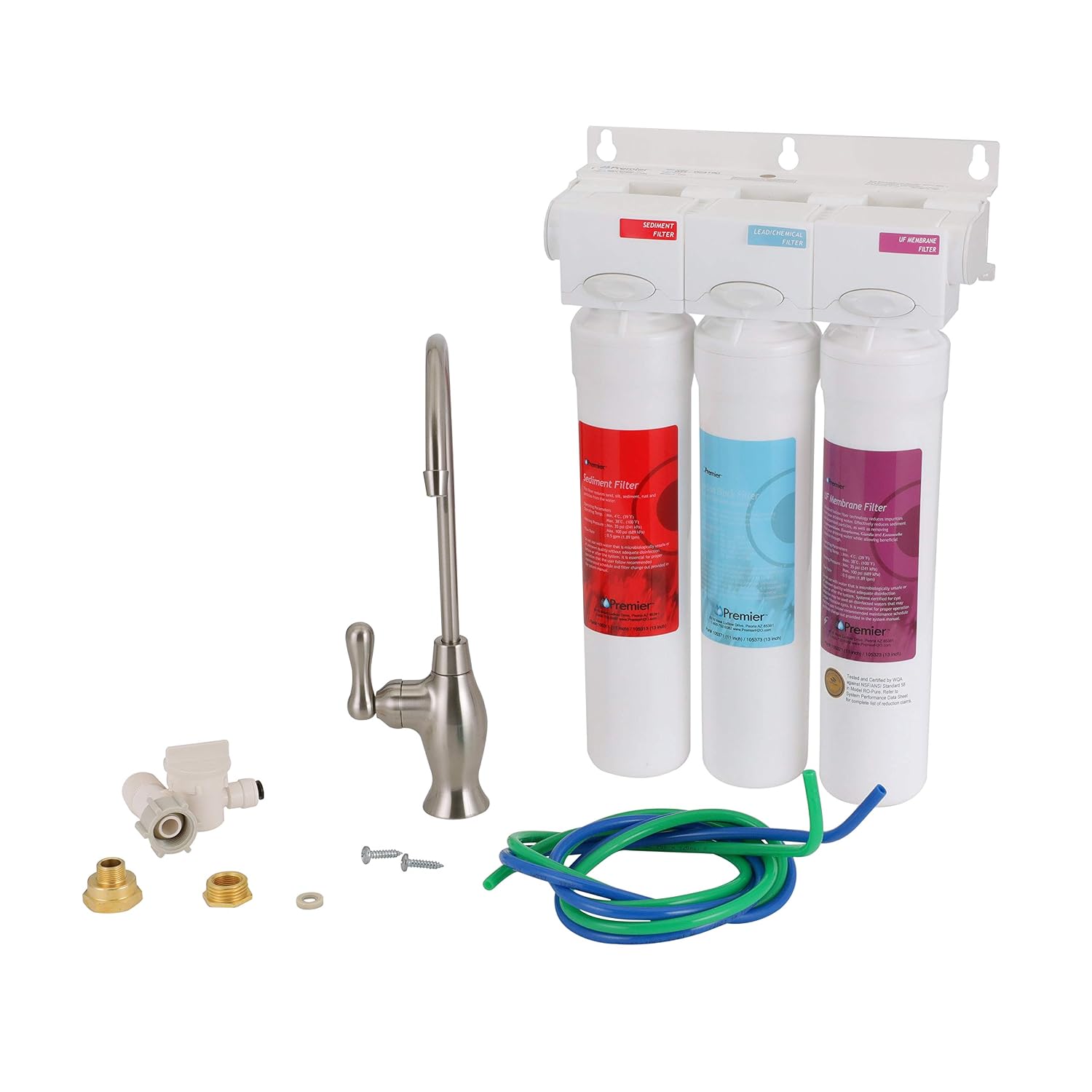 Watts Premier Pure UF-3 Three-Stage Under Counter Ultra Filtration System, Filter-Pure Module, Push Button Water Filters: Sediment Filter, LVOC Carbon Filter, UF Membrane, WQA Certified