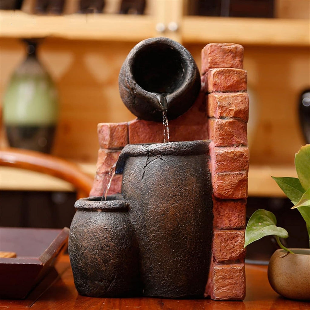 Tabletop Fountain Relaxation Indoor Tabletop Fountain，LED Lighting and Natural Waterfall Sounds - Small Size Makes This A Perfect Tabletop Decoration Desktop Fountains