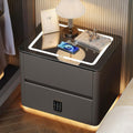 Smart Nightstand, End Tables Bedroom with Wireless Charging & Combination Lock, Touch-Sensitive Tri-Color Lighting, Tempered Glass Tabletop