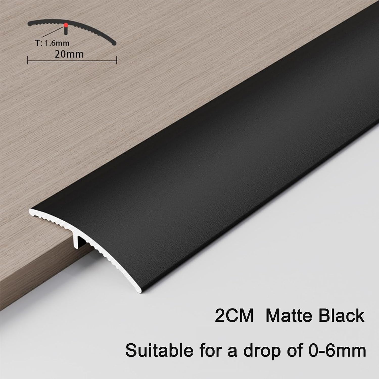 Aluminum Floor Flooring Transition Threshold Strip Reducer, 8 Pack 300 x 20mm 11.82' x 0.79' for Threshold Height Difference 0-6mm 0-0.24' Black, for Doorways Carpet Ramp Tile Edge Gap Cover