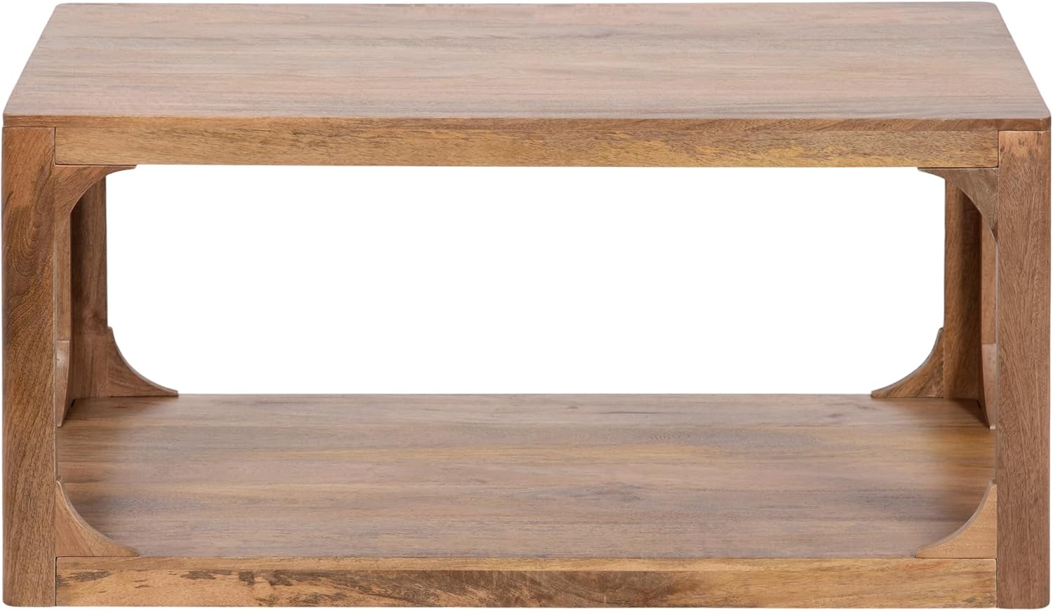 Kate and Laurel Dahl Transitional Rectangular Coffee Table; 36 x 20 x 18; Natural Wood; Modern Rectangle Living Room Table with Solid Mango Wood Construction and Bonus Underlying Storage