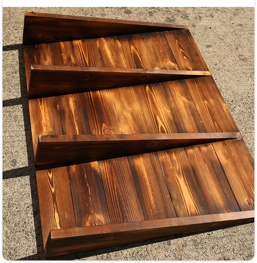 Wooden Threshold Ramp, 4' Rise Portable Doorway Ramp，Anti-Slip Curb Ramp for Wheelchair, Walker, Cart, Scooter, Front Door, Yard, Doorways