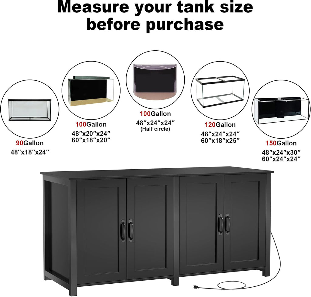 GDLF 100-150 Gallon Fish Tank Stand, 120 Gallon Tank Stand with 60'*24' Tabletop Fits 100/120/150 Volumns Aquariums,2200LBS Capacity Heavy Duty