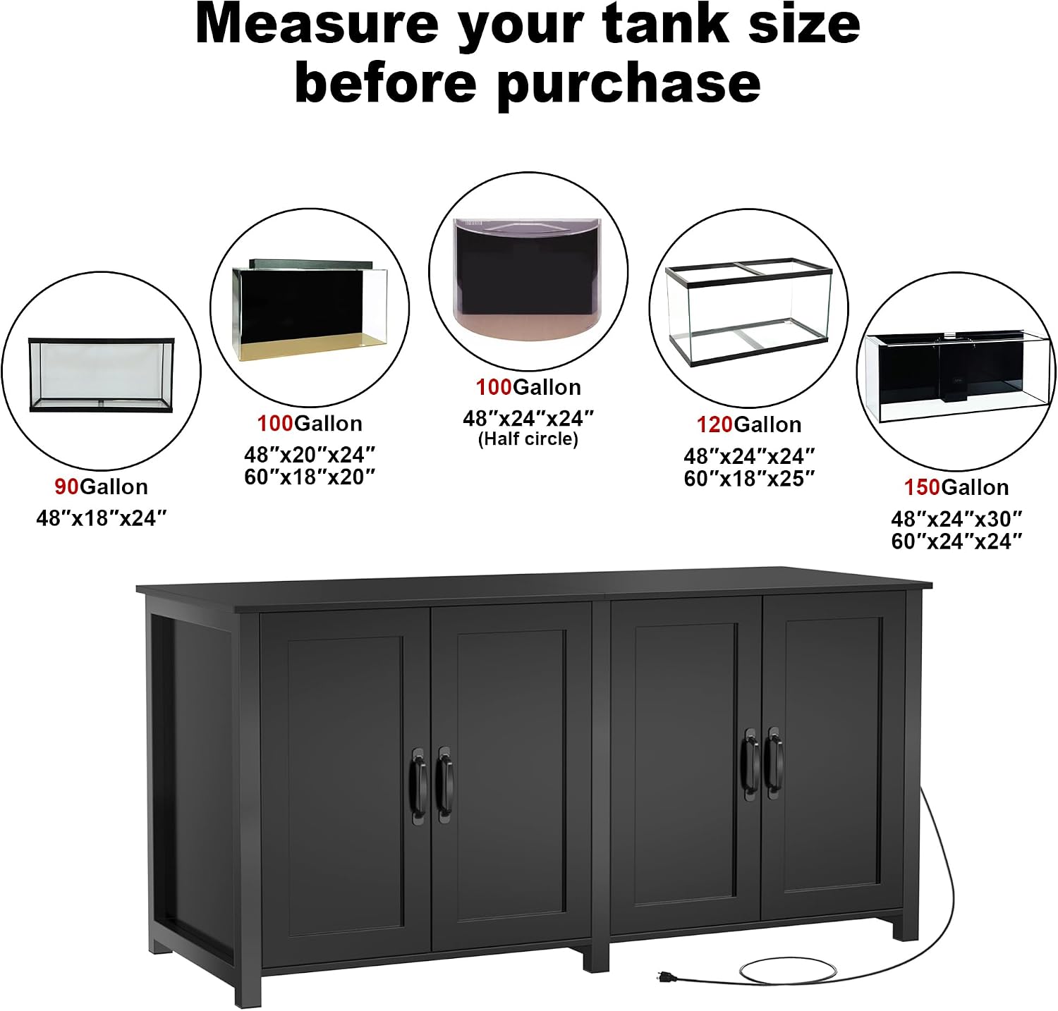 GDLF 100-150 Gallon Fish Tank Stand, 120 Gallon Tank Stand with 60'*24' Tabletop Fits 100/120/150 Volumns Aquariums,2200LBS Capacity Heavy Duty