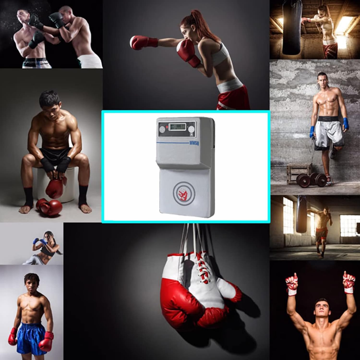 Wall Mounted Boxing Machine, Smart Electronic Music Punch Force Tester with Light and Music, LCD Display The Number of Strikes, for Kick Boxing, Karate, Taekwondo, Wing Chun