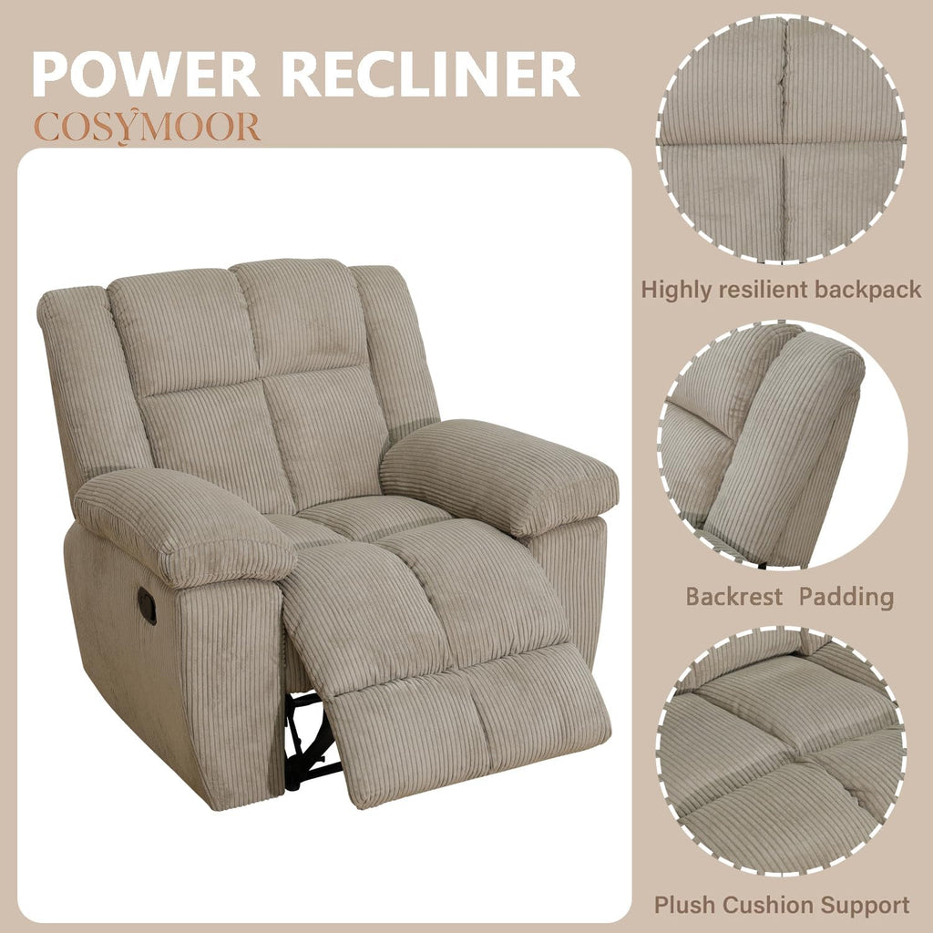 Corduroy Recliner Sofa Set with Cup Holder, 3 Pieces Living Room Furniture Sets, Manual Corduroy Sofa Set with Storage, Modern Reclining Couches for Living Room/Office