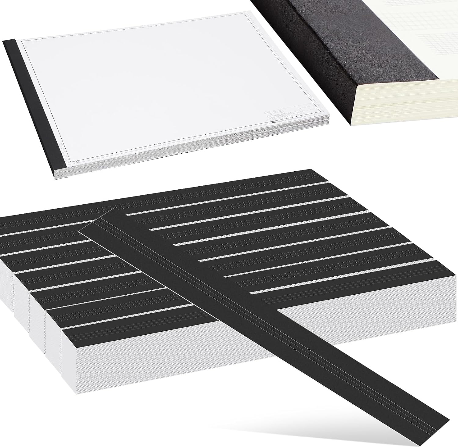 Estune 1000 Pcs Blueprint Binding Strips Blank Binding Strips for Blueprint Construction Paper Poster Plans Drawings Arts (3' X 24',Black)