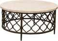 Steve Silver Furniture Roland Round Marble Coffee Table, 36-Inch Round Coffee Table, Bronze Metal Base, Modern Design, Living Room, 36'' L x 36'' W x 18'' H, White