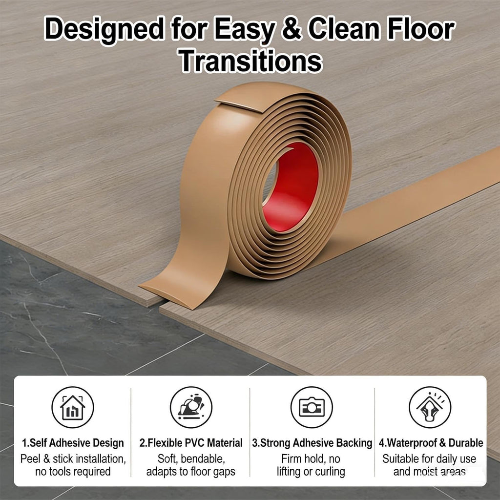 Carpet Threshold Strip Self Adhesive Door Transition Strip, Laminate Flooring Gaps And Doorway Floor Cover, PVC Threshold Edging Trim, Length 3.3ft 6.5ft 9.8ft 20ft(Silver,3'x29.5ft)