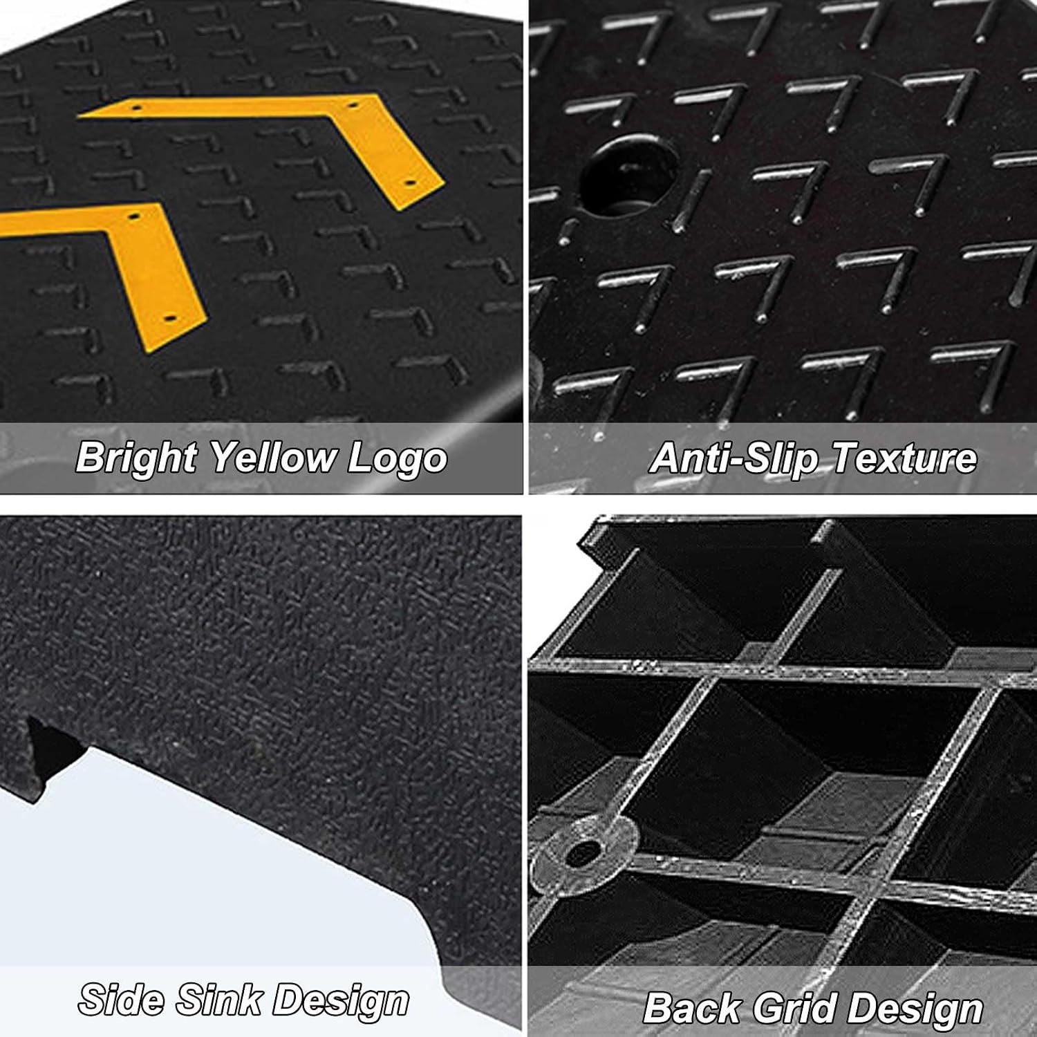 Portable Curb Ramps Rubber Kerb Ramps Heavy Duty Threshold Ramp Portable Door Step Ramps for Wheelchair Mobility Scooters Motorcycle Sidewalk 1 Pack(10cm/4' Rise Height)