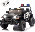 Ride on Police Car, 12V Kids' Electric Vehicles W/Parents Control, Ride on Toys for Toddlers with Music, Four-Wheels Suspension, USB, Headlights, Police Car