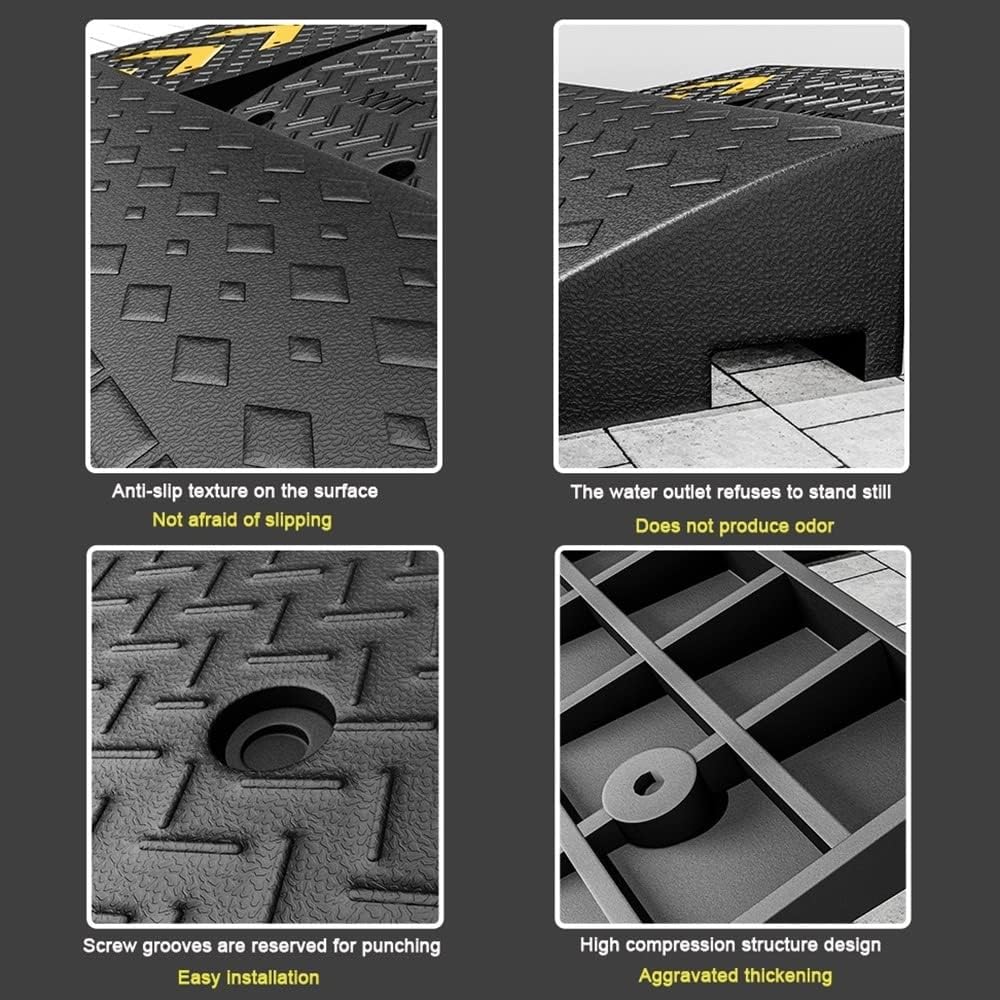 ZJIEX Rubber Wheelchair Ramp, 2in/ 2.5in/ 3in/ /4in /5in Rise Threshold Ramp, Non-Skid Driveway Curb Ramp, Kerb Ramp for Car, Vehicle, Scooter, Bike, Trolley (Size : 100x35x11cm/(39.4x13.8x4.3in))