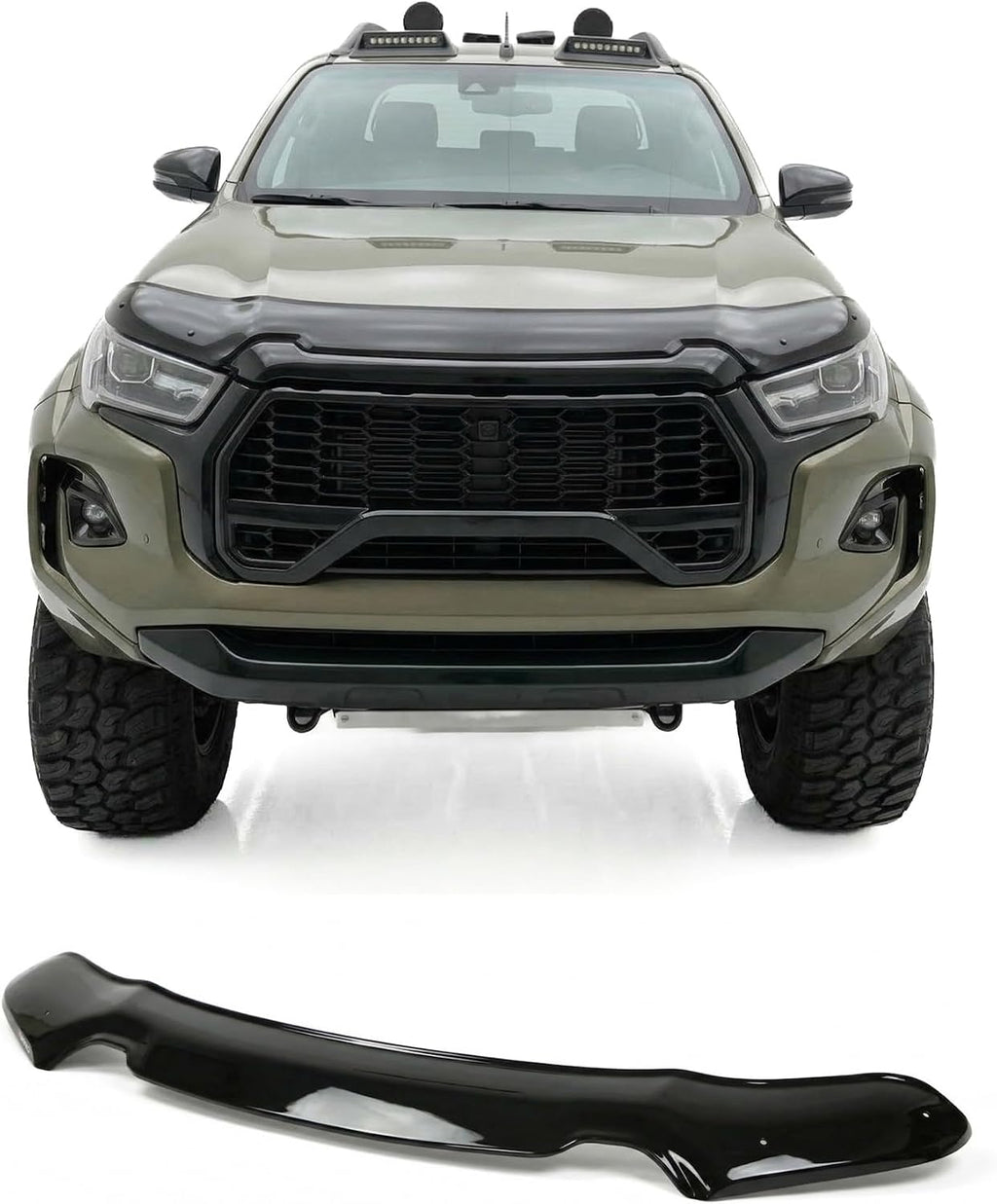 Hood Deflector Guard fits Toyota Hilux 2021-2025 (Not for Tacoma), Bugflector Bug & Bonnet Shields, Black ABS Hood Protector, Protects from Particles & Bug, All Weather Durable