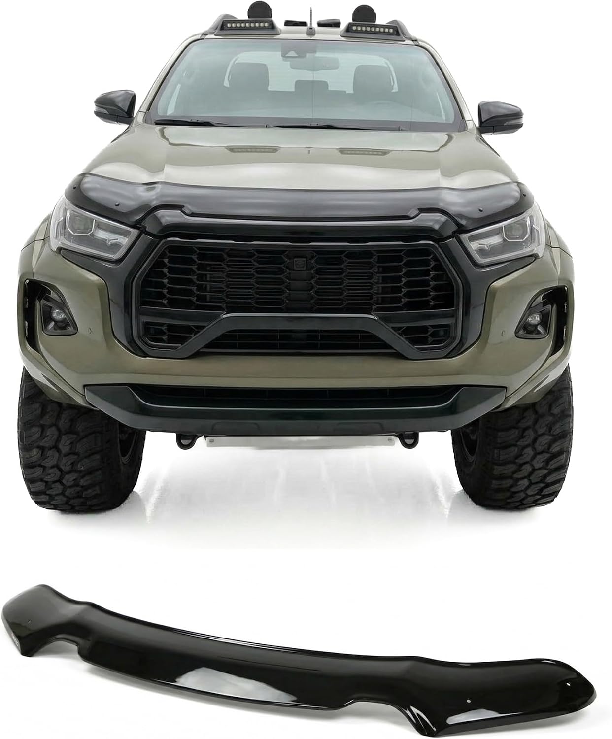 Hood Deflector Guard fits Toyota Hilux 2021-2025 (Not for Tacoma), Bugflector Bug & Bonnet Shields, Black ABS Hood Protector, Protects from Particles & Bug, All Weather Durable
