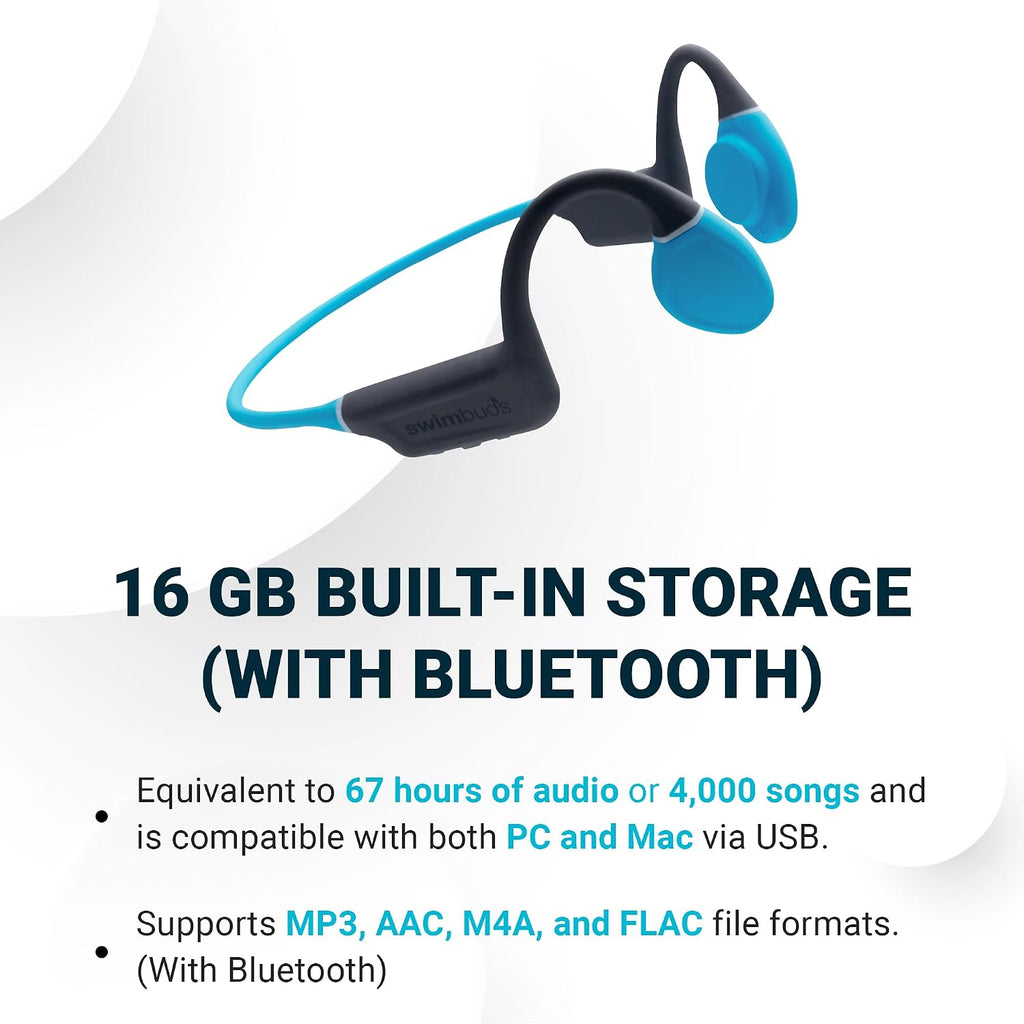 Seriously, No Mic and No Bluetooth Underwater - 100% Waterproof Swimbuds Bone Conduction 2 for Swimming | 16GB Onboard Storage and Bluetooth on Land