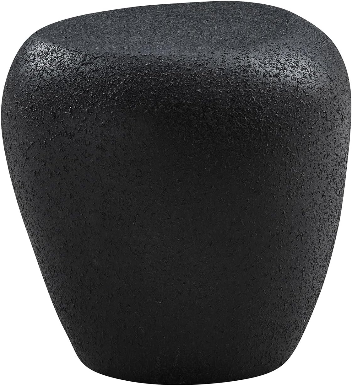 Faux Rock Side Table with Lightly Rought Rock Design,Irregular Drum End Table Fiberglass Accent Stone-Like Nightstand for Living Room,No Assembly