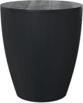 SIMPLIHOME Elmbrook End Table - 21 inch Wide Solid Mango Wood Round Drum Table with Vertical Panel Detailing in Black, Modern Nightstand or Plant Stand for Living Room or Bedroom, Assembled