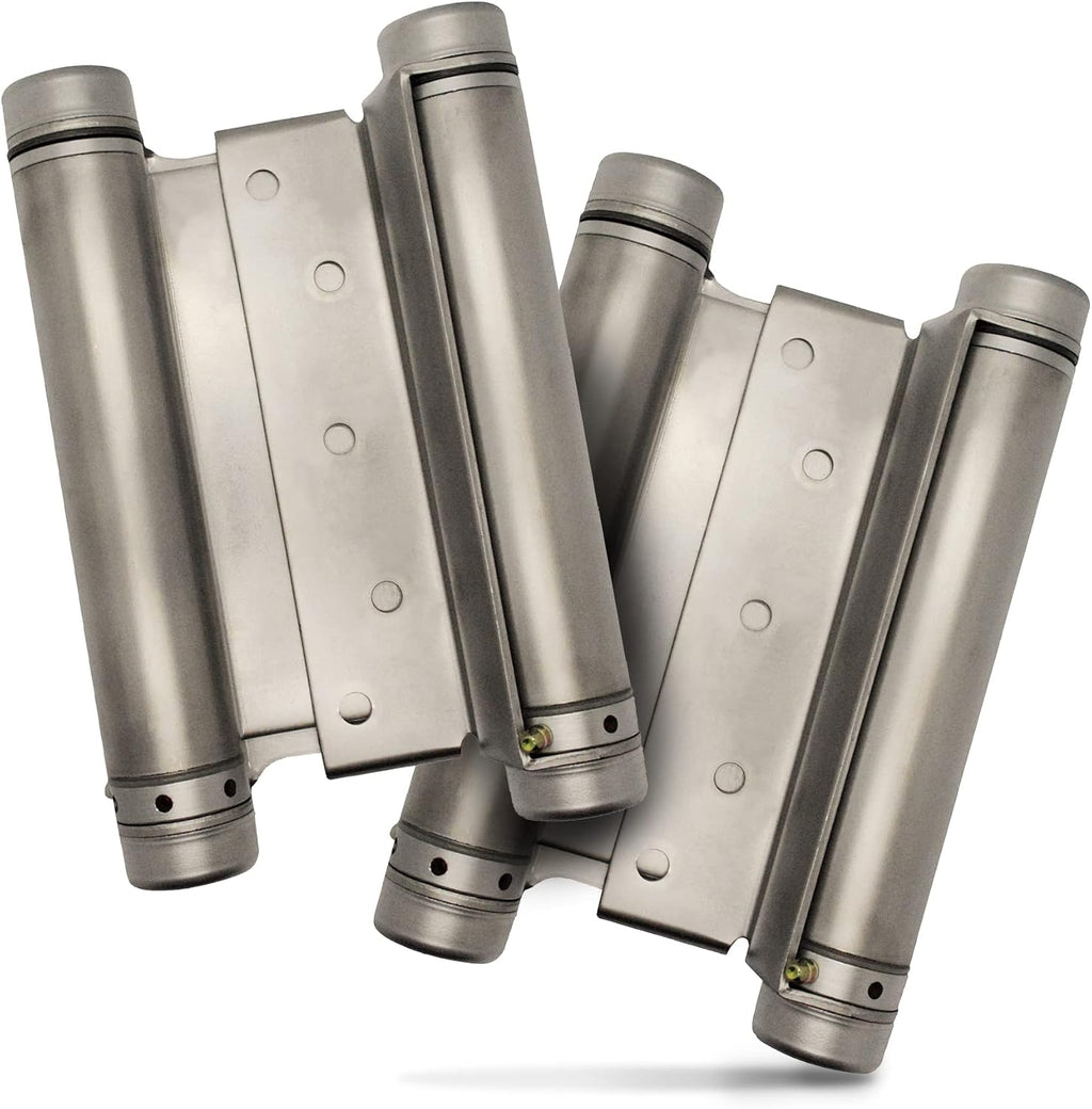 Swinging Cafe Doors - 6' Double Action Hinge – Heavy Duty Door Hinges for Saloon & Cafe Bar Swinging Doorways – Commercial Grade, Adjustable Tension for High Traffic Use, Satin Chrome, 2 Units