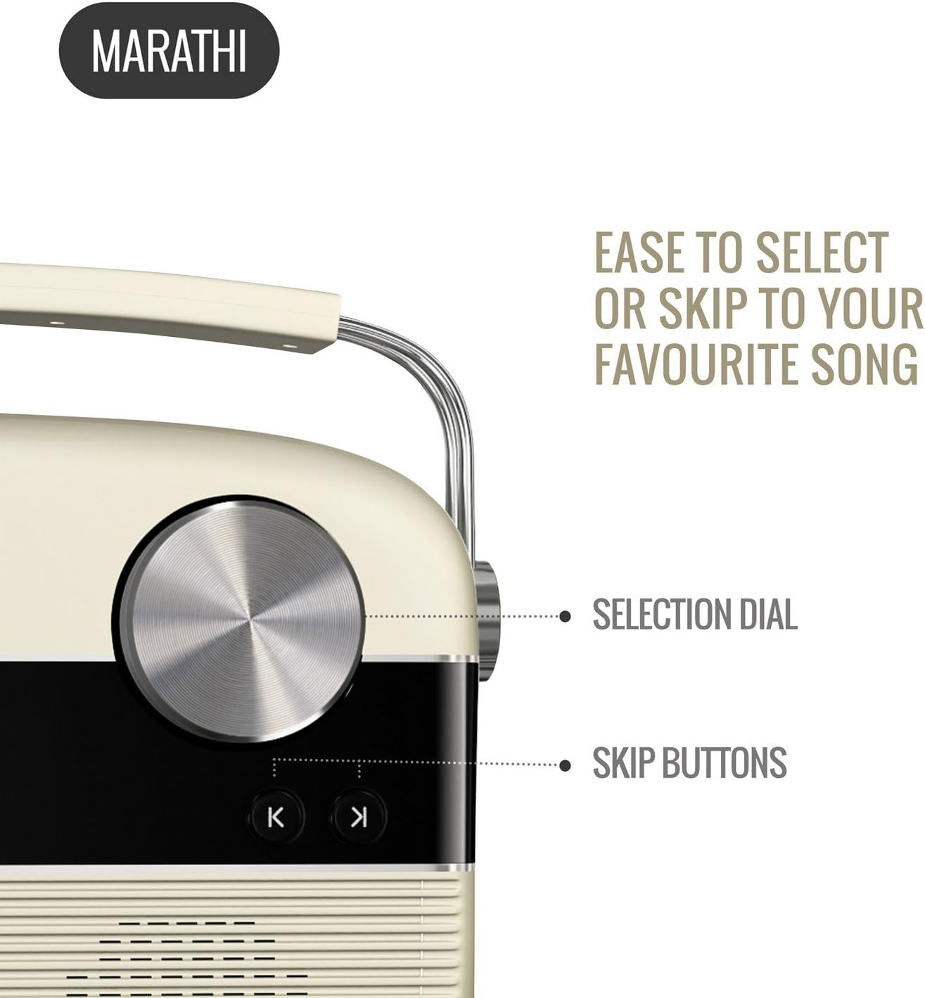 Carvaan Saregama Marathi Portable Digital Music Player (Porcelain White)