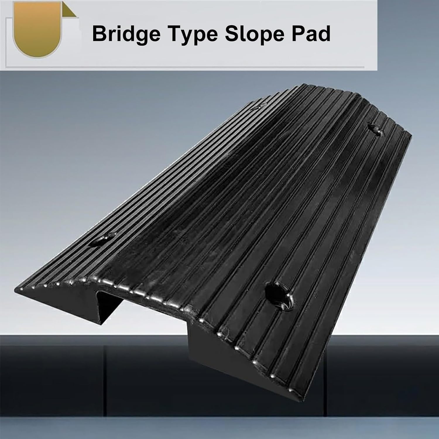 Bridge-Type Rubber Threshold Ramps，Double-Sided Sloping Ramps，Driveway Curb 3' 4' Rise Ramp, 16' 32' Wide Wheelchair Step Pad(80x45x10cm)