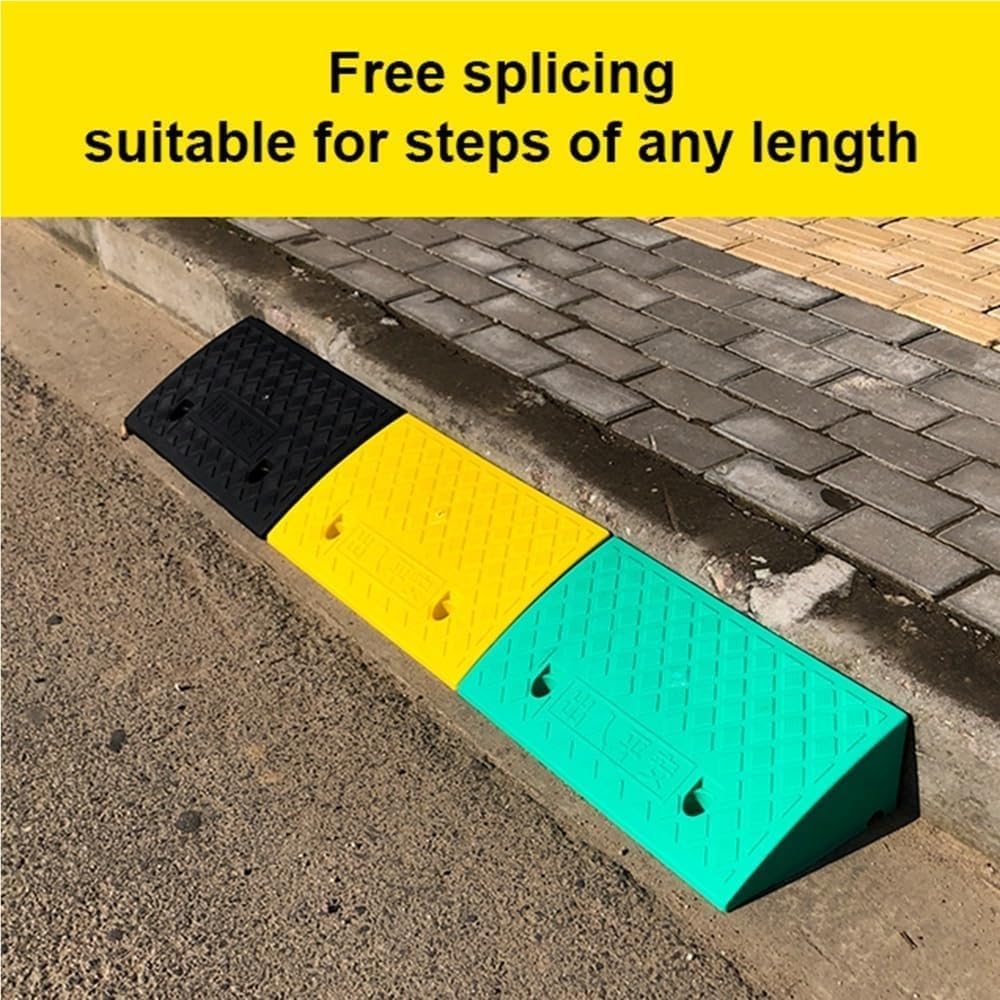 Zanotva 2 Pack Rubber Curb Ramp，2' 3' 4' 5' Rise Threshold Ramp for Wheelchair Driveway Scooters Stairs(Green,19x10.6x3.9in)