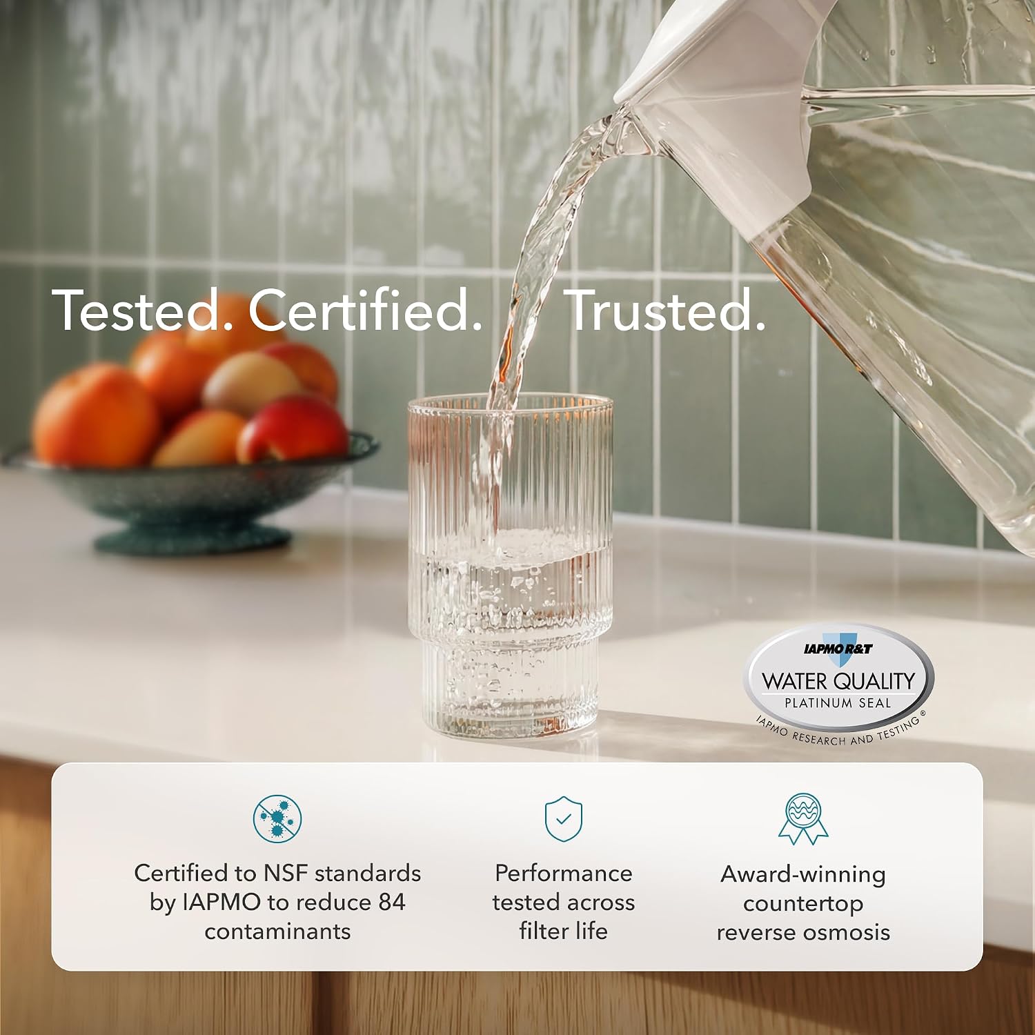 AquaTru Glass Carafe | Countertop Reverse Osmosis Water Filter Countertop RO System Water Purifier | 4 Stage Reverse Osmosis Filtration | Removes 84 Contaminants Like PFOA + PFOS, Lead, Microplastics