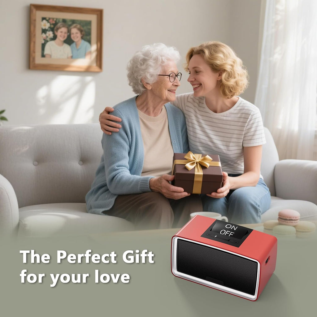 Simple MP3 Player with Large Buttons & Easy Operation, Music Player Ideal for Elderly, The Hearing Impaired, Dementia/Alzheimer's Patients, Audio Player with 32GB TF Card (Red)