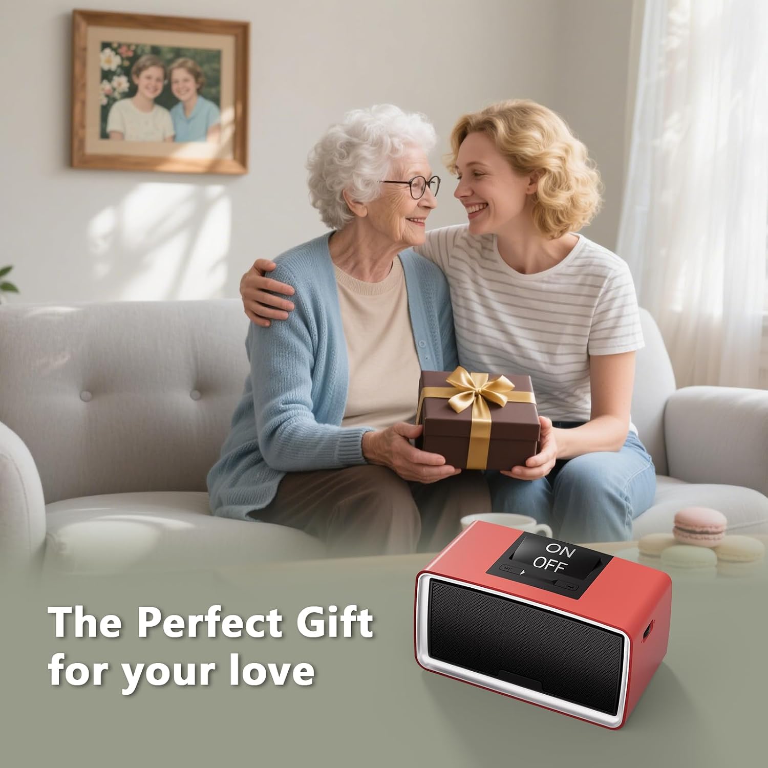 Simple MP3 Player with Large Buttons & Easy Operation, Music Player Ideal for Elderly, The Hearing Impaired, Dementia/Alzheimer's Patients, Audio Player with 32GB TF Card (Red)