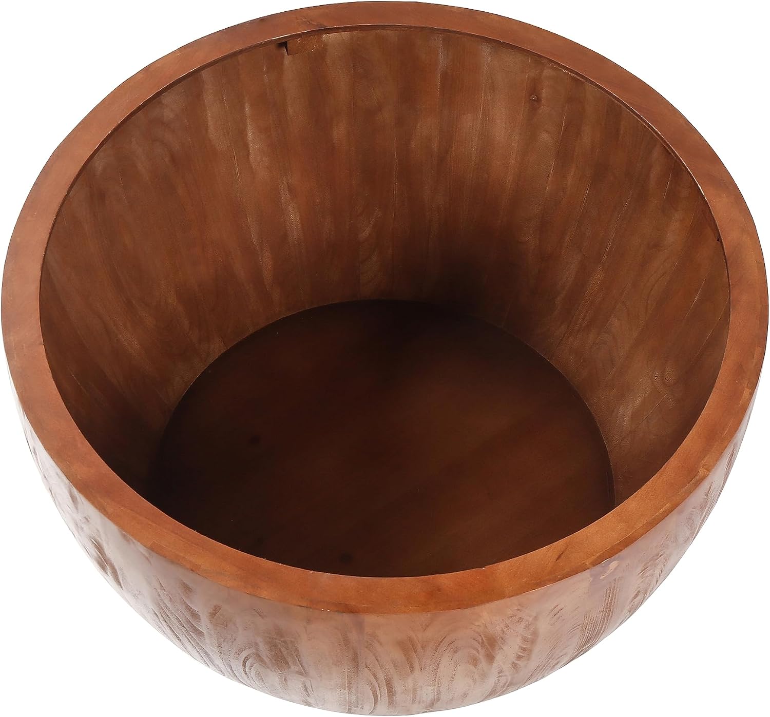 31.50' Vintage Style Bucket Shaped Coffee Table, Drum Coffee Table for Office, Dining Room and Living Room, Brown