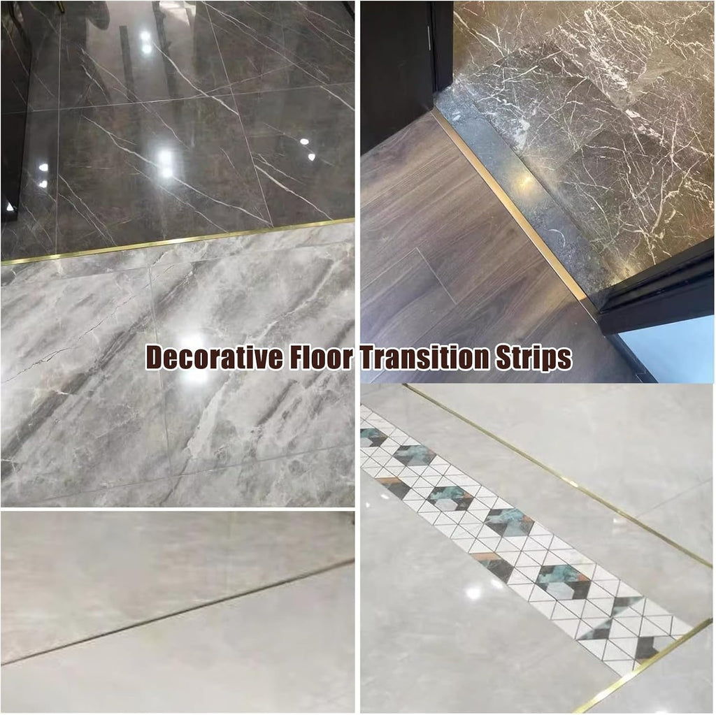 T-Shaped Brass Transition Strip, Doorway Threshold for Wood to Tile, Floor Wall Edging Trim, Gap Cover Strips, 1.5 cm Wide