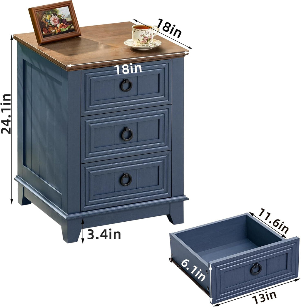 Joaxswe Farmhouse Coffee Table Set of 3, Furniture Set, Coffee Table with Hidden Storage Organizer and Nightsand 3-Piece Set, Large Country Natural Center Table Set for Living Room,Office, Home