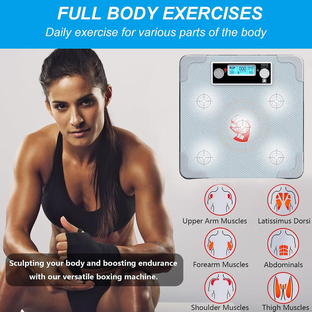 Smart Boxing Machine,Wall Music Boxing Pad,Led Luminous Electric Boxing Target,Silver