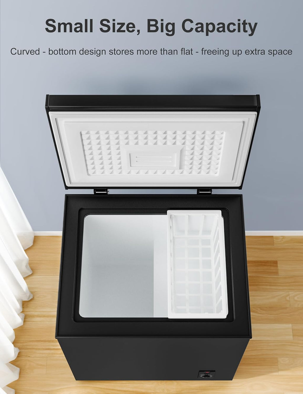 3.5 Cubic Feet Compact Chest Freezer with Removable Basket for Home/Kitchen/Office/Bar/Dorm - Top Open Door Energy Saving & Ultra-Quiet Manual Defrost Deep Freezer - Black