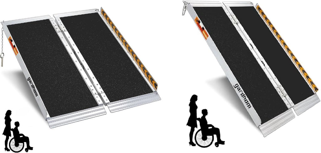 Bundled 3FT 4FT Portable Ramp, gardhom Non Skid Aluminum Folding Wheelchair Ramp Handicap Ramp Wheel Chair Ramp for Home Entrance Threshold Doorways Stairs Curbs Scooter