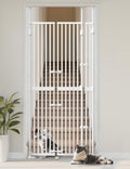 Extra Tall Cat Gate for Doorway: 74.8'-90.5' Tall Cat Gates for Pet 30.3'-38.2' Wide Pressure Mount No Wall Drilling for Indoor Stairs Doorway Room Door Dog Safety Barrier No Toddler