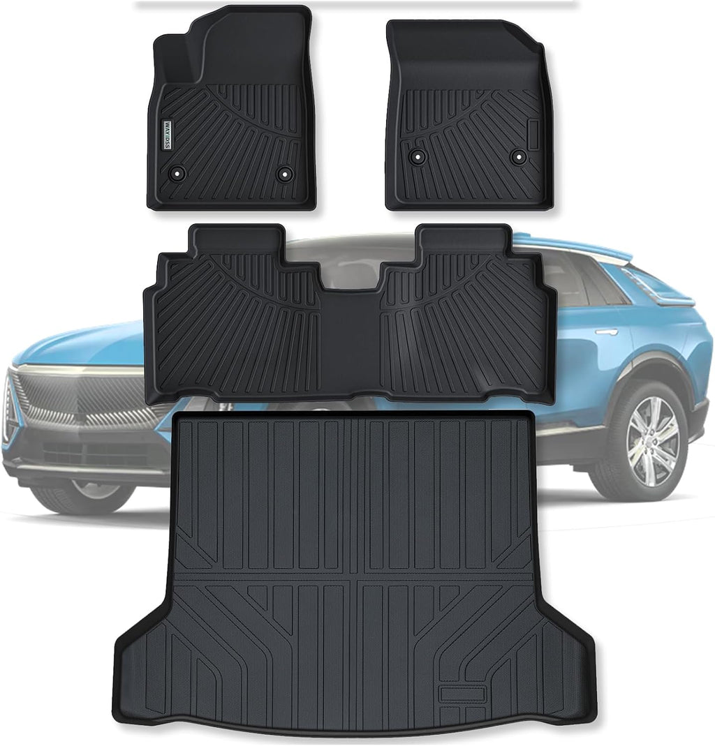 Floor Mats for 2023 2024 2025 2026 Cadillac Lyriq Lyriq-v & Trunk Mat TPE All Weather Protection 2 Rows Car Floor Liners with Cargo Liners